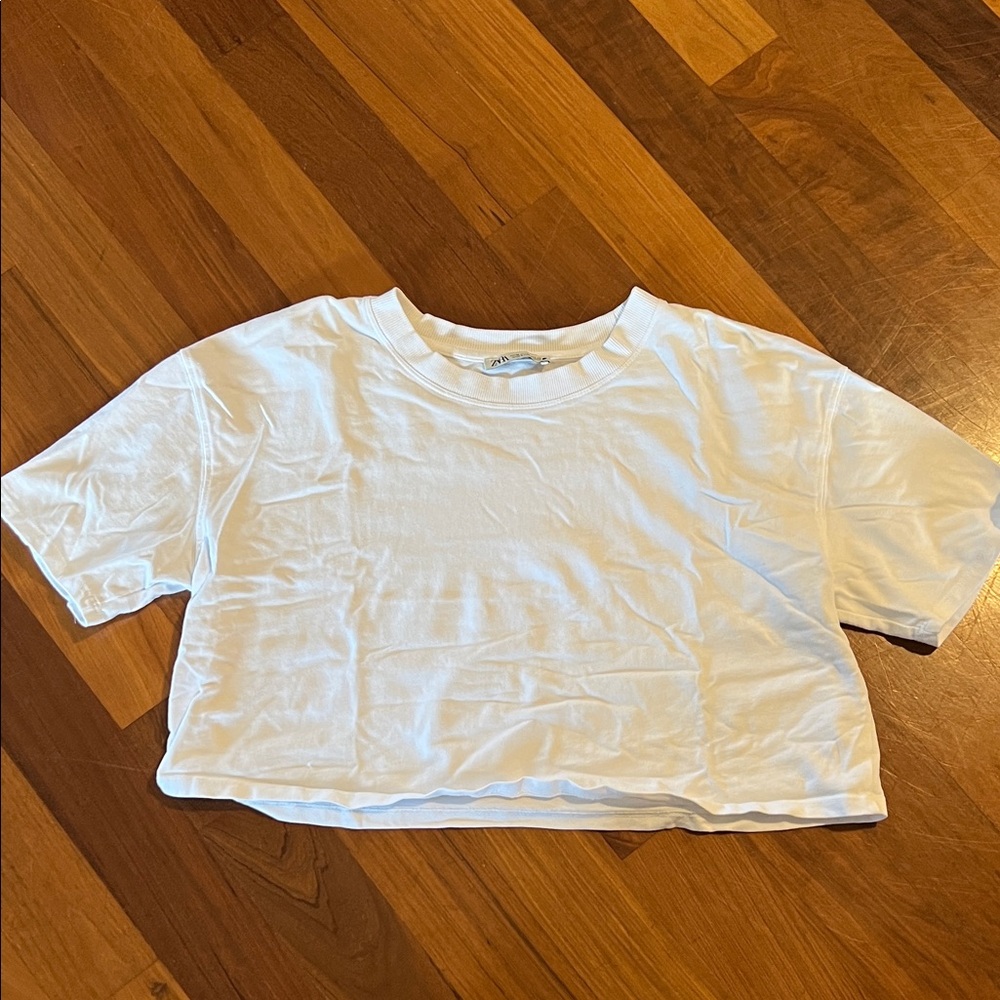 Zara Classic Crop White Tee